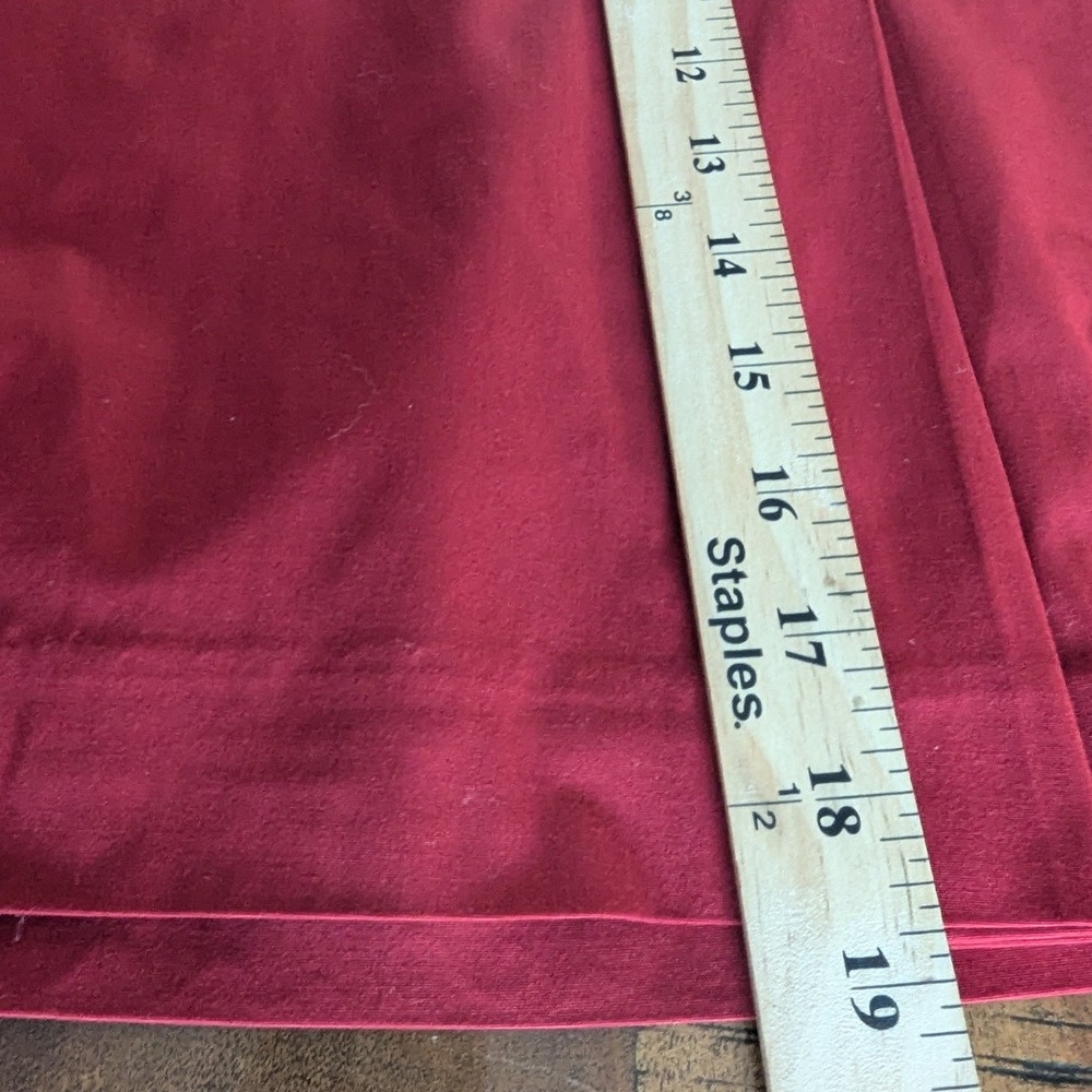 Ann Taylor Mini Skirt Red Button Tab Stretch Sz 10 Office Modern Chic Preppy - Picture 6 of 6